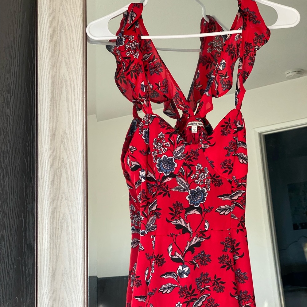 Red floral dress